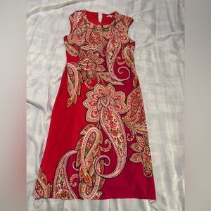 Elegant Red /Pink Paisley Women's Dress